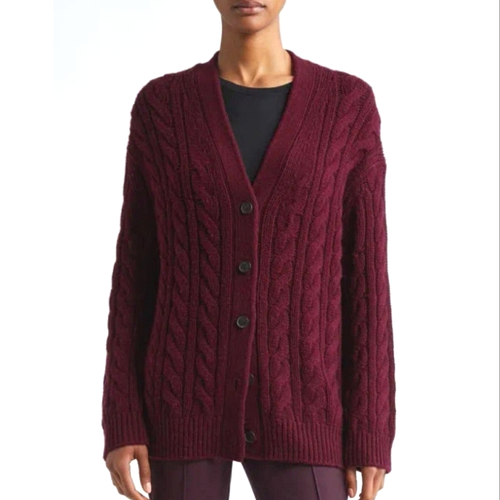 NWT Oversize Wool & Cashmere Cable Cardigan